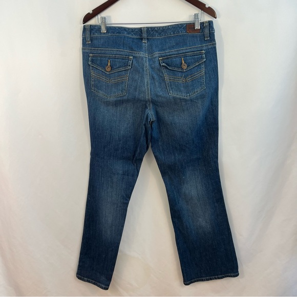 Tommy Hilfiger Freedom Jeans Dark Wash Logo Whiskered Boot Cut Denim Womens 12A - Picture 5 of 6